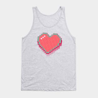 Retro Pixel Heart - Pink 3D [Rx-Tp] Tank Top